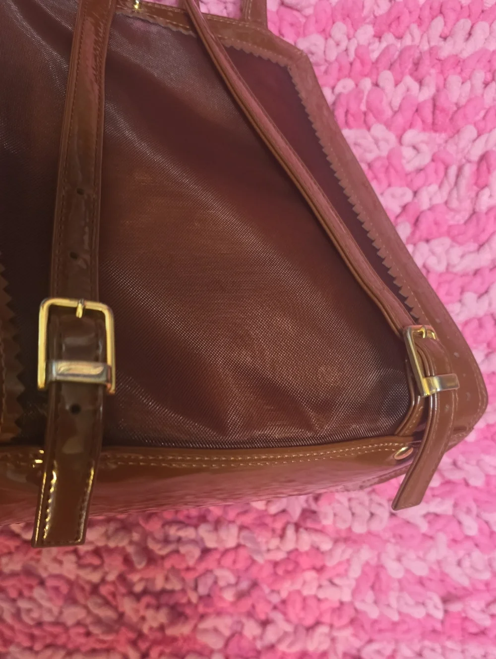 Valentino Garavani Brown Leather & Mesh Top Handle Backpack - Picture 16 of 16